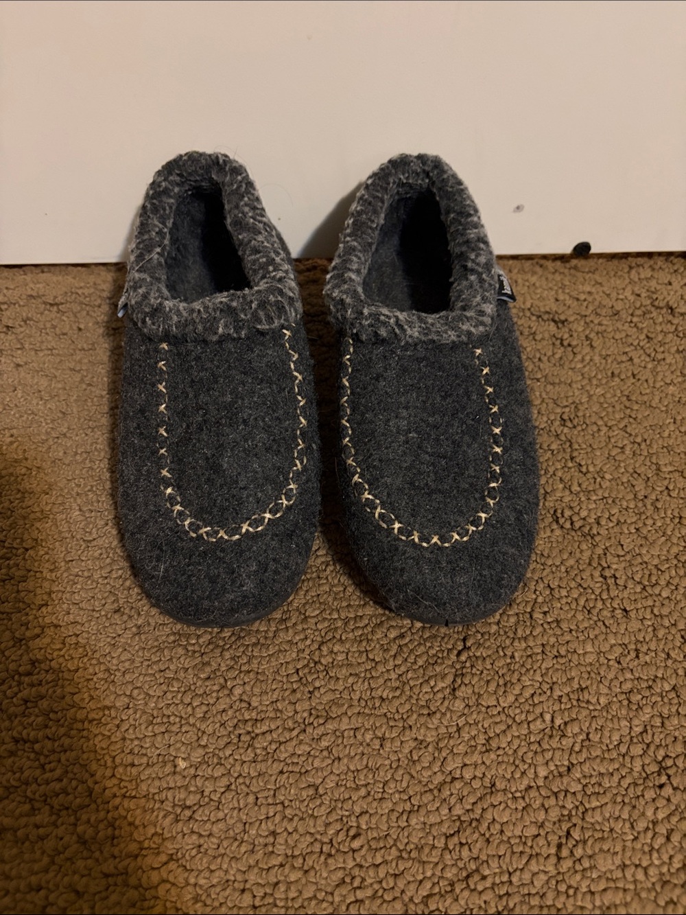 Kamik Charcoal Wool-Blend Kids Slip-On Slippers
